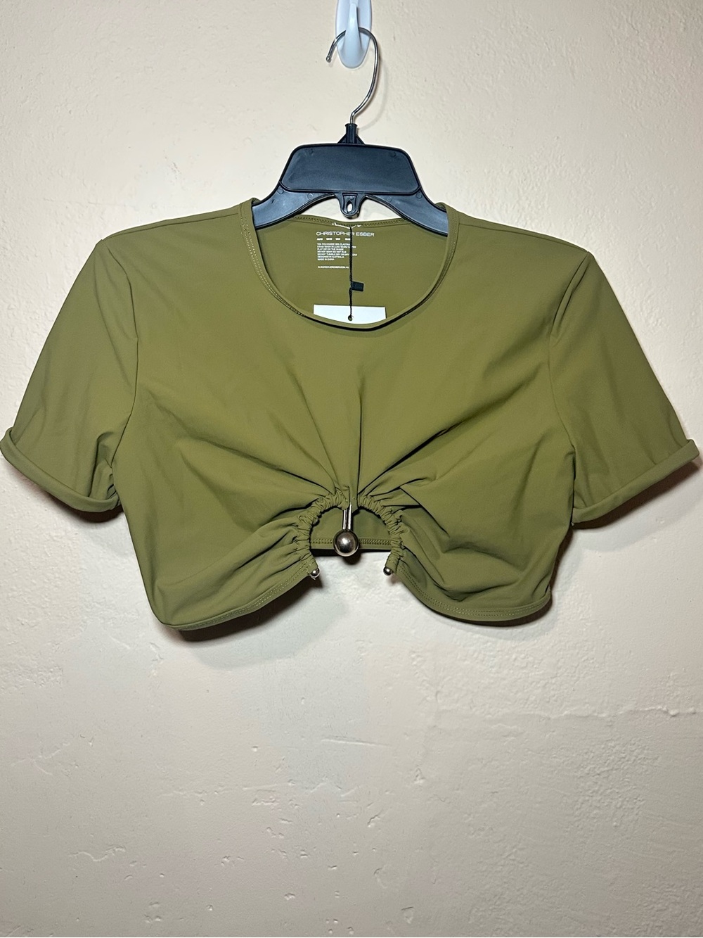 Christopher Esber Ruched Orbit Crop Swim Tee in Kombu